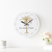 カスタム金ゴールドパーム芸術的ツリートロピカル ラージ壁時計 (ホーム)