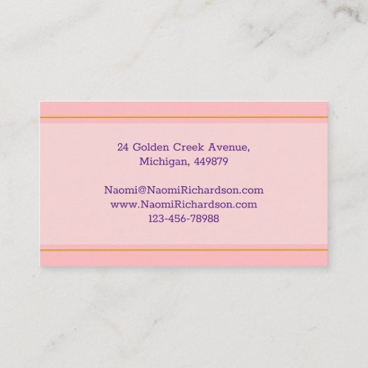 カスタム金ゴールドピンク&レディース、QRコード、モノグラム 名刺 (裏面)