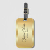 カスタム金ゴールドフェイクグラマータイポグラフィスクリプト名 ラゲッジタグ (正面縦)