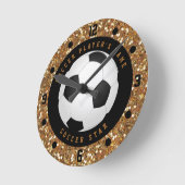 カスタム金ゴールドフェイクグリッターサッカーボールフットボール ラウンド壁時計 (傾斜)