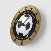 カスタム金ゴールドフェイクグリッターサッカー時計 ラウンド壁時計 (傾斜)