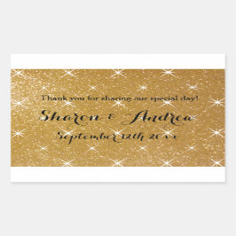 カスタム金ゴールドフェイクグリッタースパークリー結婚式用シール 長方形シール