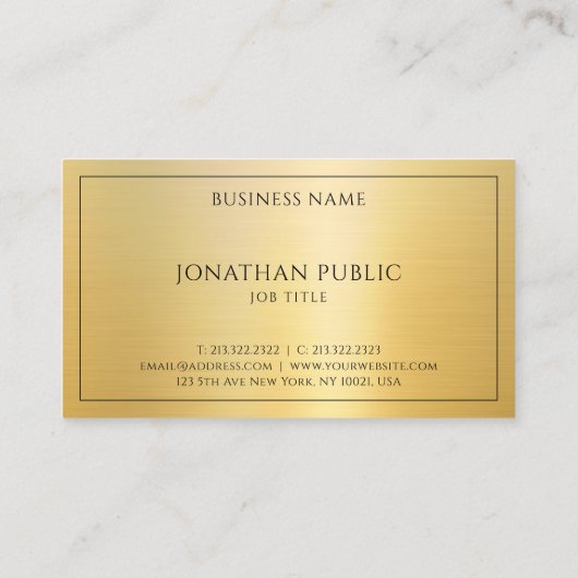 カスタム金ゴールドフェイクテンプレートプロフェッショナルスタイリッシュ 名刺 (裏面)