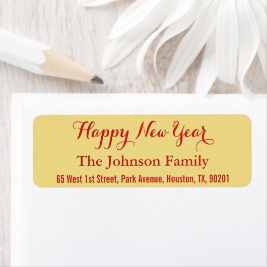 カスタム金ゴールドフェイクハッピーニューイヤーDIY差出人住所 ラベル (インサイチュ)