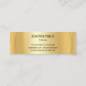 カスタム金ゴールドフェイクプロフェッショナルモダンテンプレート スキニー名刺 (裏面)