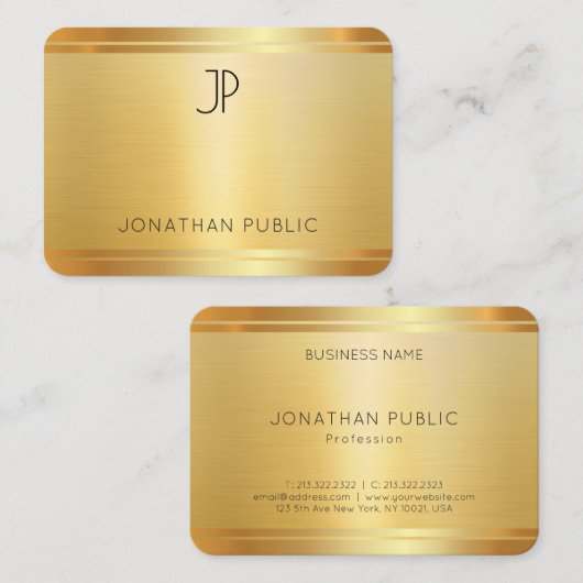 カスタム金ゴールドフェイクプロフェッショナルモダンテンプレート 名刺 (正面/裏面)