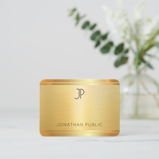 カスタム金ゴールドフェイクプロフェッショナルモダンテンプレート 名刺 (スタンド正面)