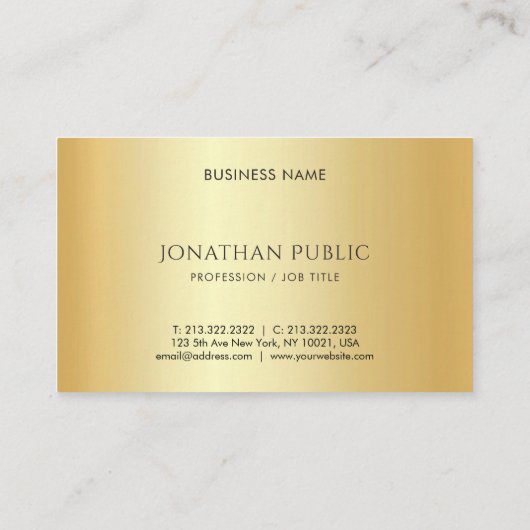 カスタム金ゴールドフェイクミニマルテンプレートラグジュアリー 名刺 (裏面)
