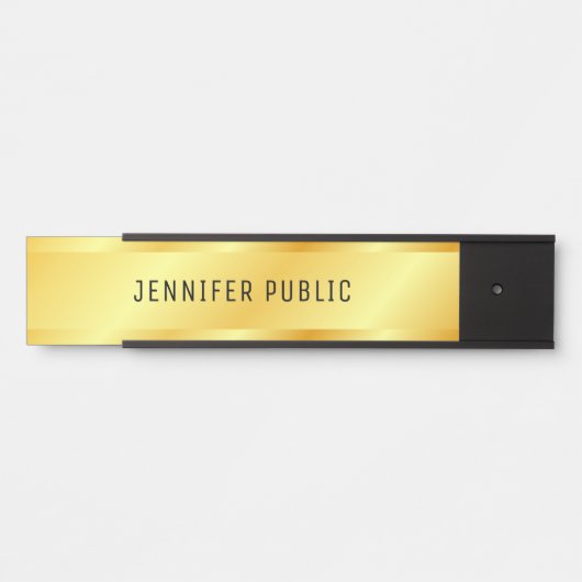 カスタム金ゴールドフェイクメタリックルックエレガントテンプレート サインプレート (正面)