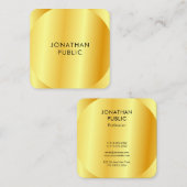 カスタム金ゴールドフェイクメタリックルックモダンテンプレート スクエア名刺 (正面/裏面)