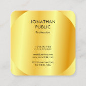 カスタム金ゴールドフェイクメタリックルックモダンテンプレート スクエア名刺 (裏面)