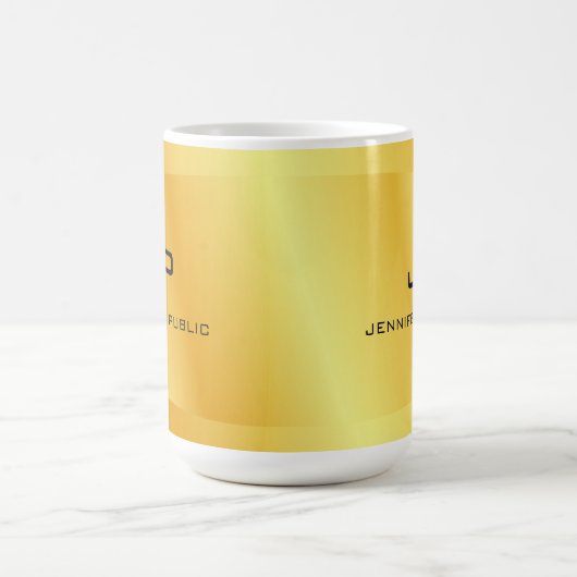 カスタム金ゴールドフェイクモノグラムテンプレートエレガントトレンディー コーヒーマグカップ (中央)