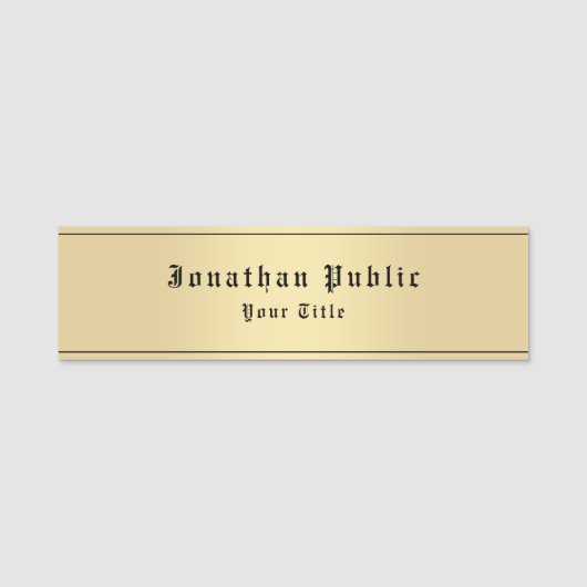 カスタム金ゴールドフェイクルックラシッククオールドスタイル文字 名札 (正面)