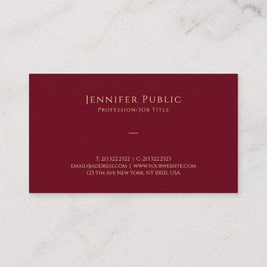 カスタム金ゴールドフェイク文字スクリプトラグジュアリープレミアムシック 名刺 (裏面)