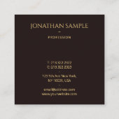 カスタム金ゴールドフェイク文字ブエレガントルベットモダン スクエア名刺 (裏面)