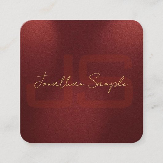 カスタム金ゴールドフェイク文字モノグエレガントラムイニシャル スクエア名刺 (正面)