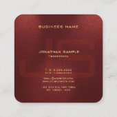 カスタム金ゴールドフェイク文字モノグエレガントラムイニシャル スクエア名刺 (裏面)