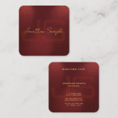 カスタム金ゴールドフェイク文字モノグエレガントラムイニシャル スクエア名刺 (正面/裏面)