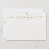 カスタム金ゴールドフェミニンタイポグラフィスクリプト名 ノートカード (正面)