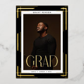 カスタム金ゴールドフレームD写真卒業発表 箔招待状 (正面)