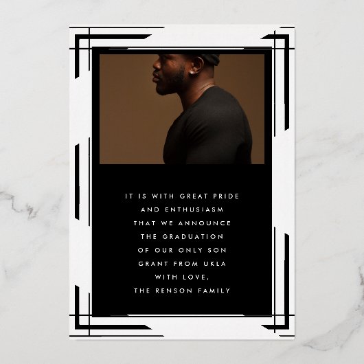 カスタム金ゴールドフレームD写真卒業発表 箔招待状 (裏面)