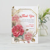 カスタム金ゴールドフレ結婚ームのパステルフローラ水彩 サンキューカード (スタンド正面)