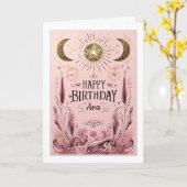 カスタム金ゴールドフローラ天空誕生日 カード (黄色い花)