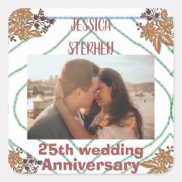 カスタム金ゴールドフローラ25結婚周年 スクエアシール
