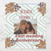 カスタム金ゴールドフローラ25結婚周年 ワインラベル (シングルラベル)