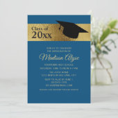 カスタム金ゴールドブラックの卒業式クラス 招待状 (スタンド正面)