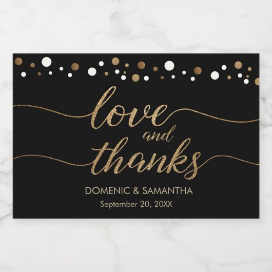 カスタム金ゴールドブラックの愛とバ感謝していーチャ結婚ルの スパークリングワインラベル (シングルラベル)