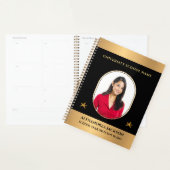 カスタム金ゴールドブラックエレガント写真のパーソナライズ プランナー手帳 (ディスプレー)