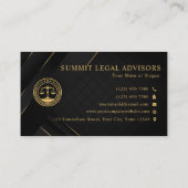 カスタム金ゴールドブラッククラシックモノグラム法律事務所 名刺 (裏面)