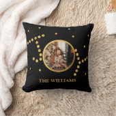 カスタム金ゴールドブラッククリスマスホリデー クッション (ブランケット)