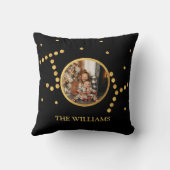 カスタム金ゴールドブラッククリスマスホリデー クッション (裏面)