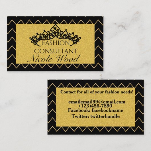 カスタム金ゴールドブラックグリッター名刺 名刺 (正面/裏面)