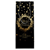 カスタム金ゴールドブラックメリークリスマスリース ワインギフトバッグ (裏面)