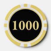 カスタム金ゴールドブラックモノグラム1000トーナメントゲーム ポーカーチップ (正面)