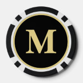 カスタム金ゴールドブラックモノグラム50ホームトーナメントゲーム ポーカーチップ (裏面)