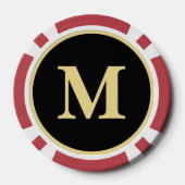 カスタム金ゴールドブラックモノグラム500トーナメントゲームレッド ポーカーチップ (裏面)