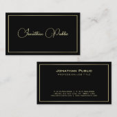 カスタム金ゴールドブラック及びエレガントタイポグラフィテンプレート 名刺 (正面/裏面)