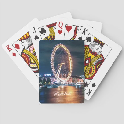 カスタム金ゴールドブルーシティスケープ夜トラベルロンドン トランプ (裏面)