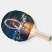 カスタム金ゴールドブルーシティスケープ夜トラベルロンドン 卓球ラケット (横)