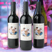 カスタム金ゴールドペットドッグの写真エレガントも撮結婚る ワインラベル