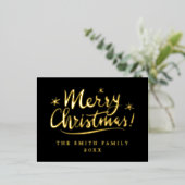 カスタム金ゴールドホイルエレガントメリークリスマスポストカード 箔シーズンポストカード (立ち正面)