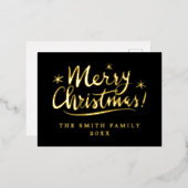 カスタム金ゴールドホイルエレガントメリークリスマスポストカード 箔シーズンポストカード (正面/裏面)