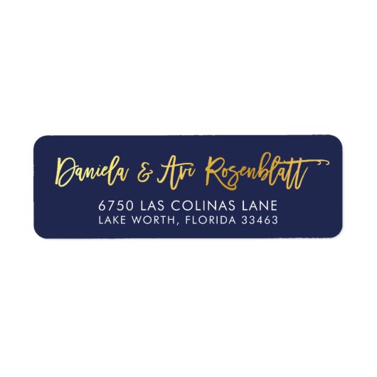 カスタム金ゴールドホイル名navy + ZACHARY金ゴールド ラベル (正面)