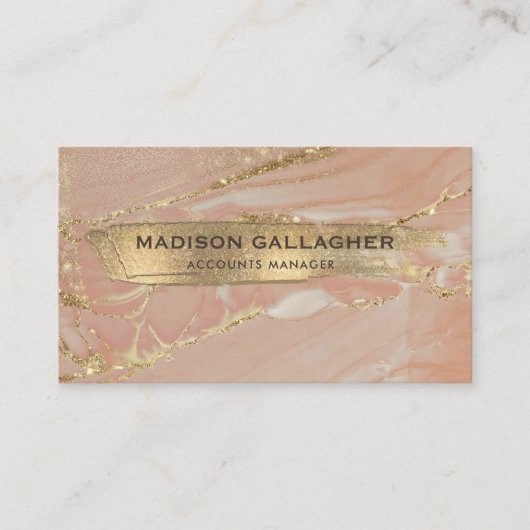 カスタム金ゴールドマーブルグリッターシックプロフェッショナル 名刺 (正面)