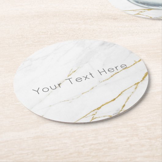 カスタム金ゴールドマーブルラウンド紙コースター ラウンドペーパーコースター (アングル)