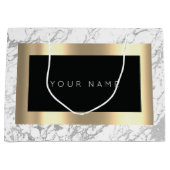 カスタム金ゴールドメタリックミニマル大理石グレーストーン ラージペーパーバッグ (正面)